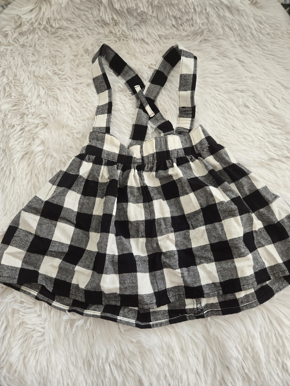 Carter's Black and White Gingham Suspender Skirt
